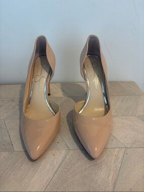 Jessica Simpson Nude Patent Pointed-Toe Stiletto Pumps